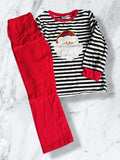 Striped Santa Face 2pc Boy Set 8y