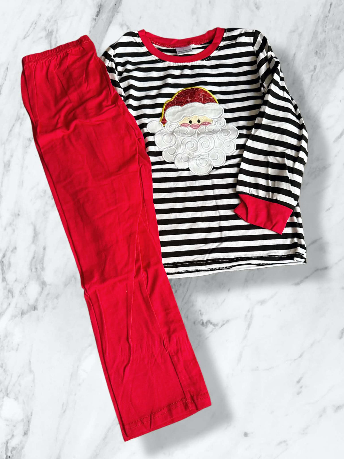 Striped Santa Face 2pc Boy Set 8y