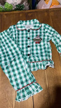 Green Plaid Santa Girl Pajamas 12/18months