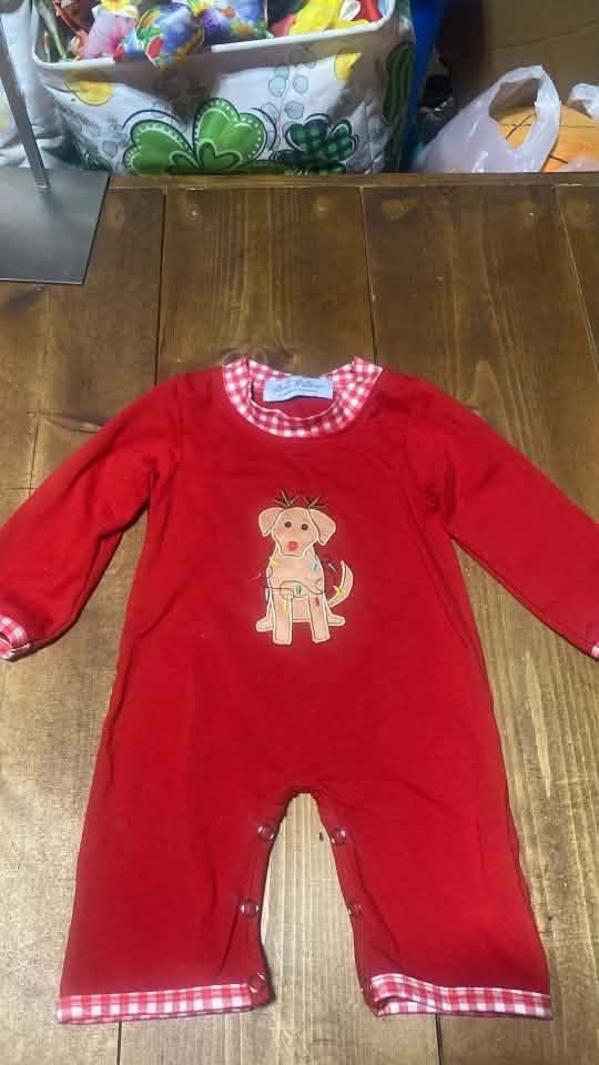 Christmas Lights Dog Boy Romper 3/6 months