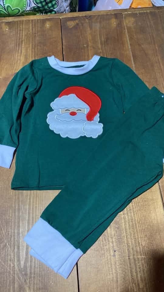 Green Santa Face Boy Pajamas 12/18 months
