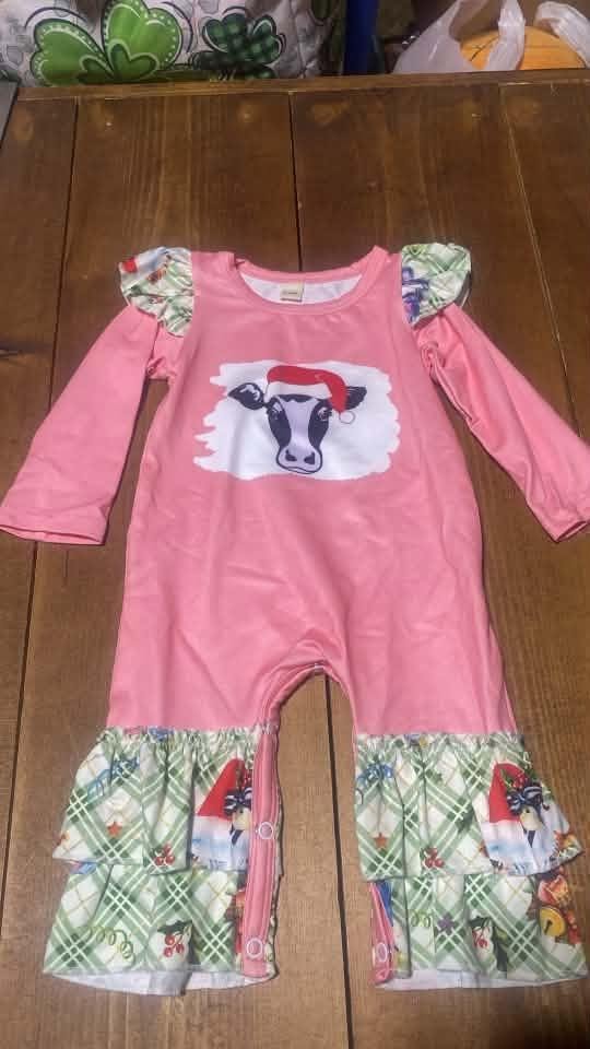 Christmas Cow Girl Romper 0-3 months