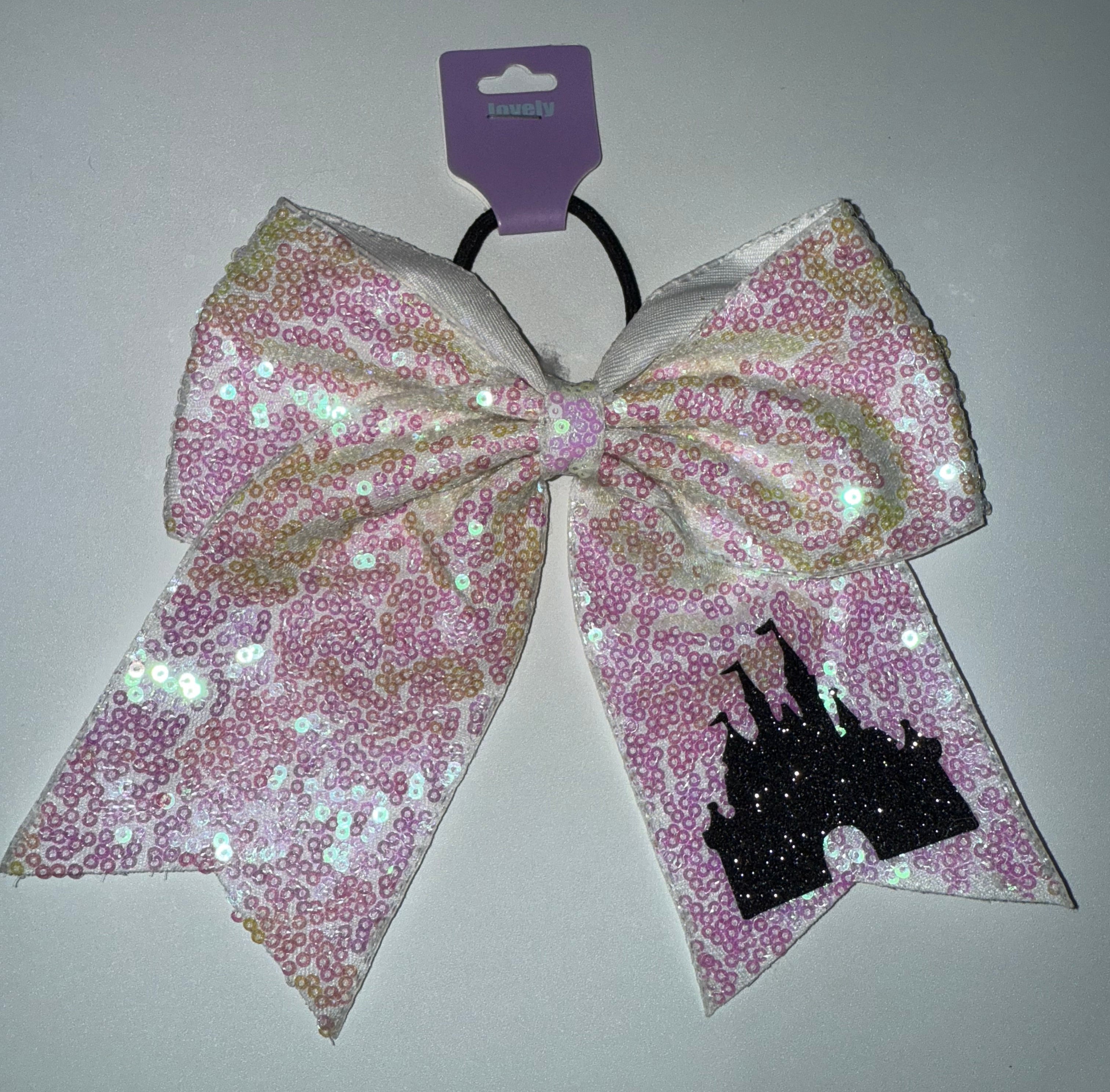 White Sparkle Bow with Castle