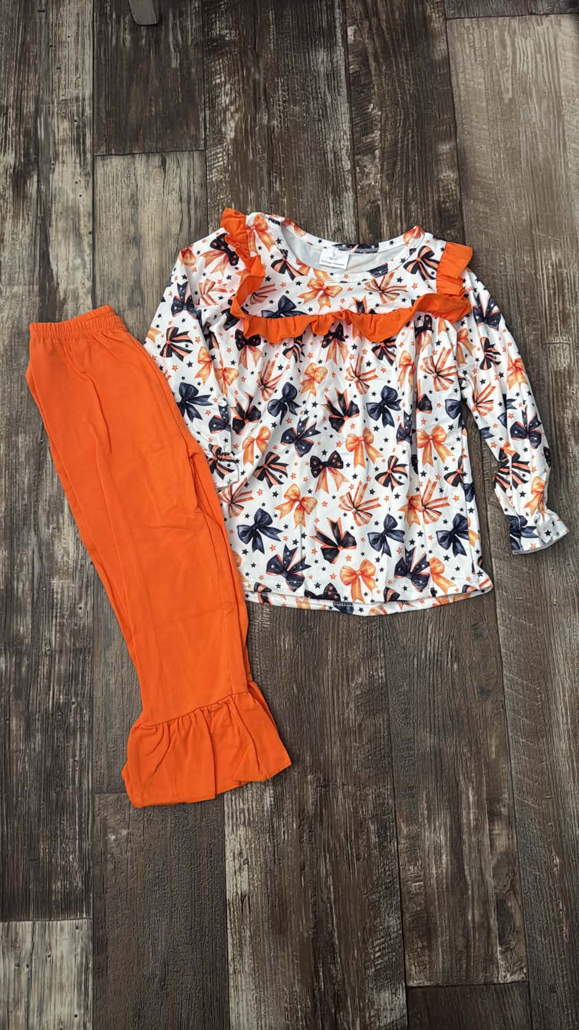 Orange and Black Bow Girl Set 3T