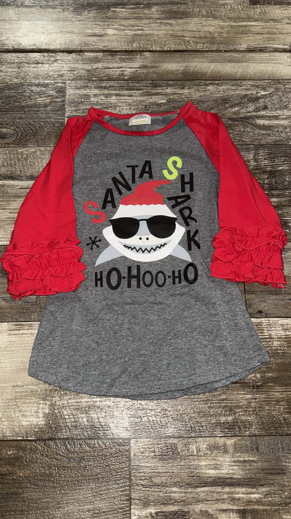 Santa Shark Girl Shirt 6/7